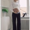 Mom Enula9 | Jada Wide Leg Jeans - Dark Grey Black