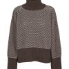 Mom Enula9 | Line T-Neck Sweater - Brown/Grey Knit
