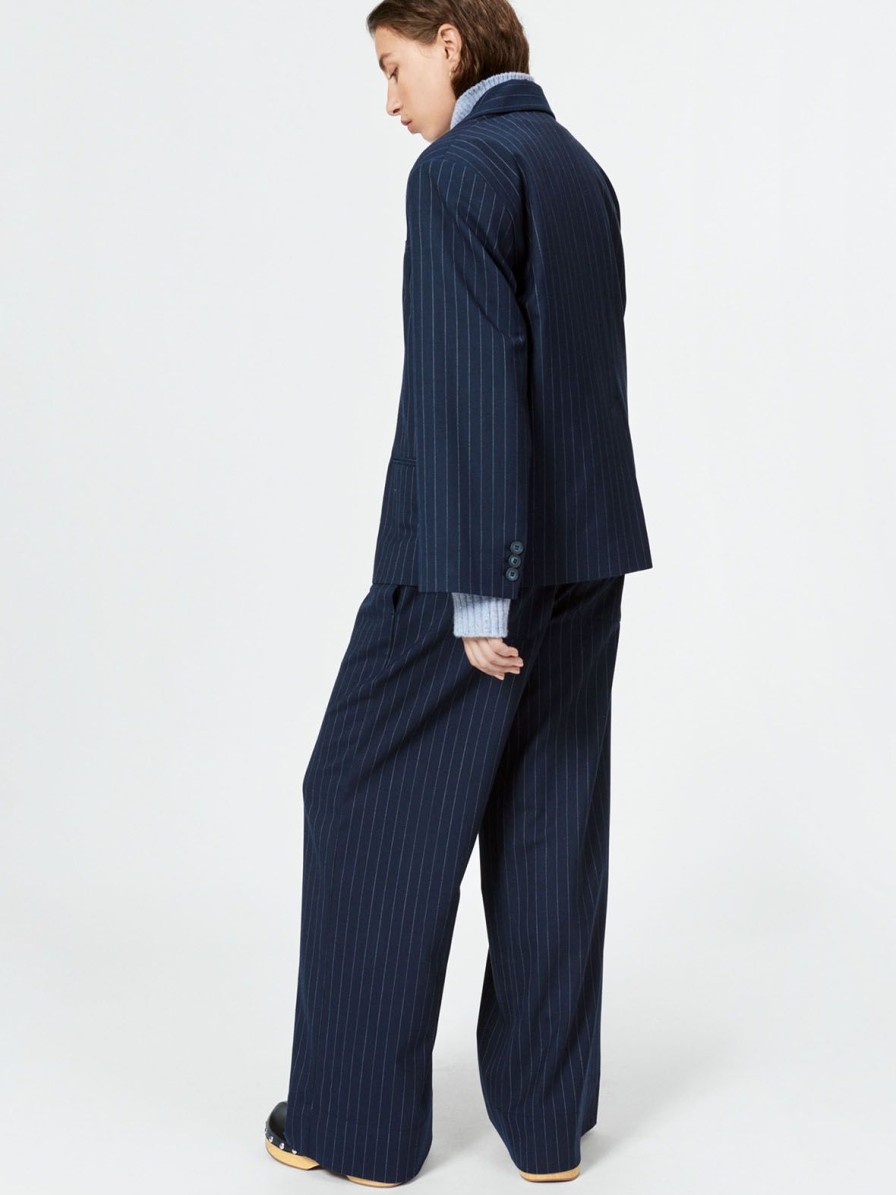 Mom Enula9 | Jefferson Pant - Navy Pinstripe