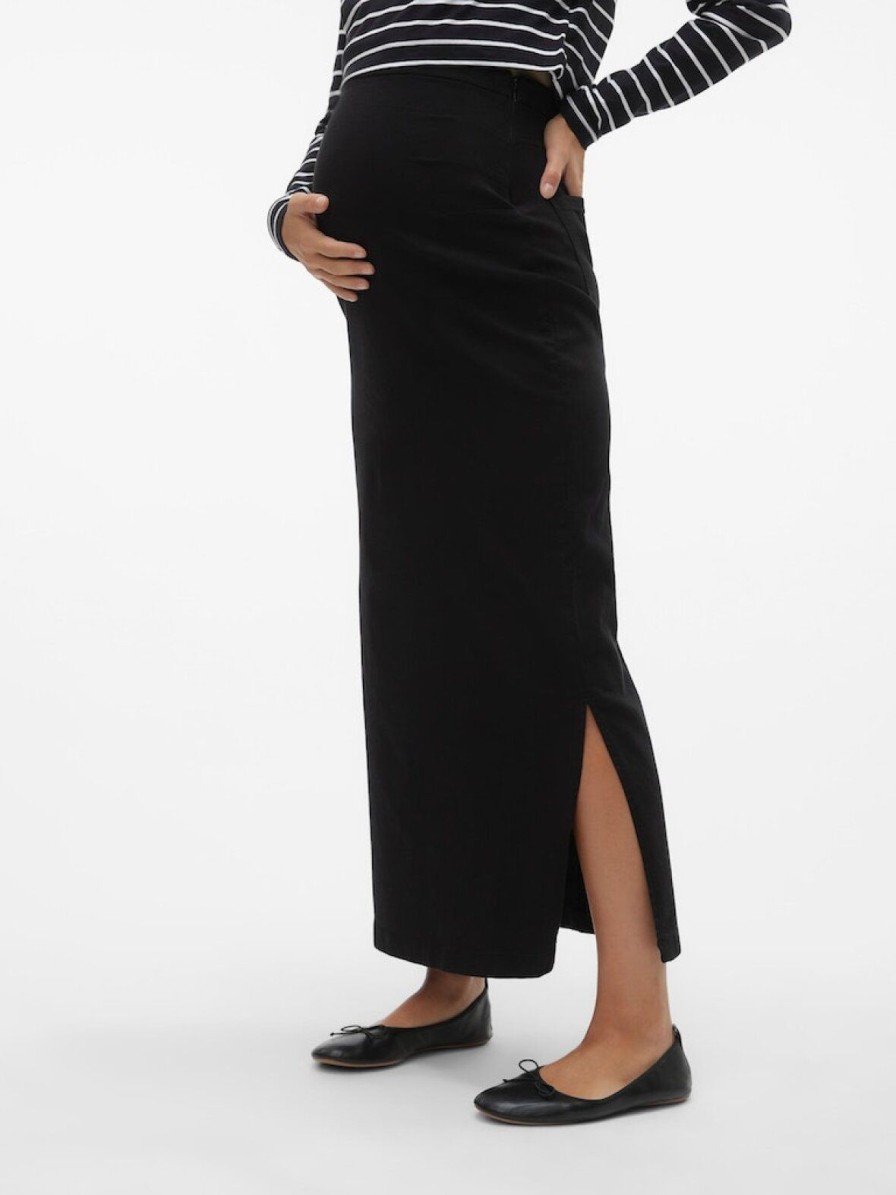Mom Enula9 | Falula Maxi Skirt - Black Denim